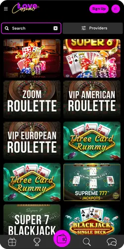 Love Casino Game Lobby